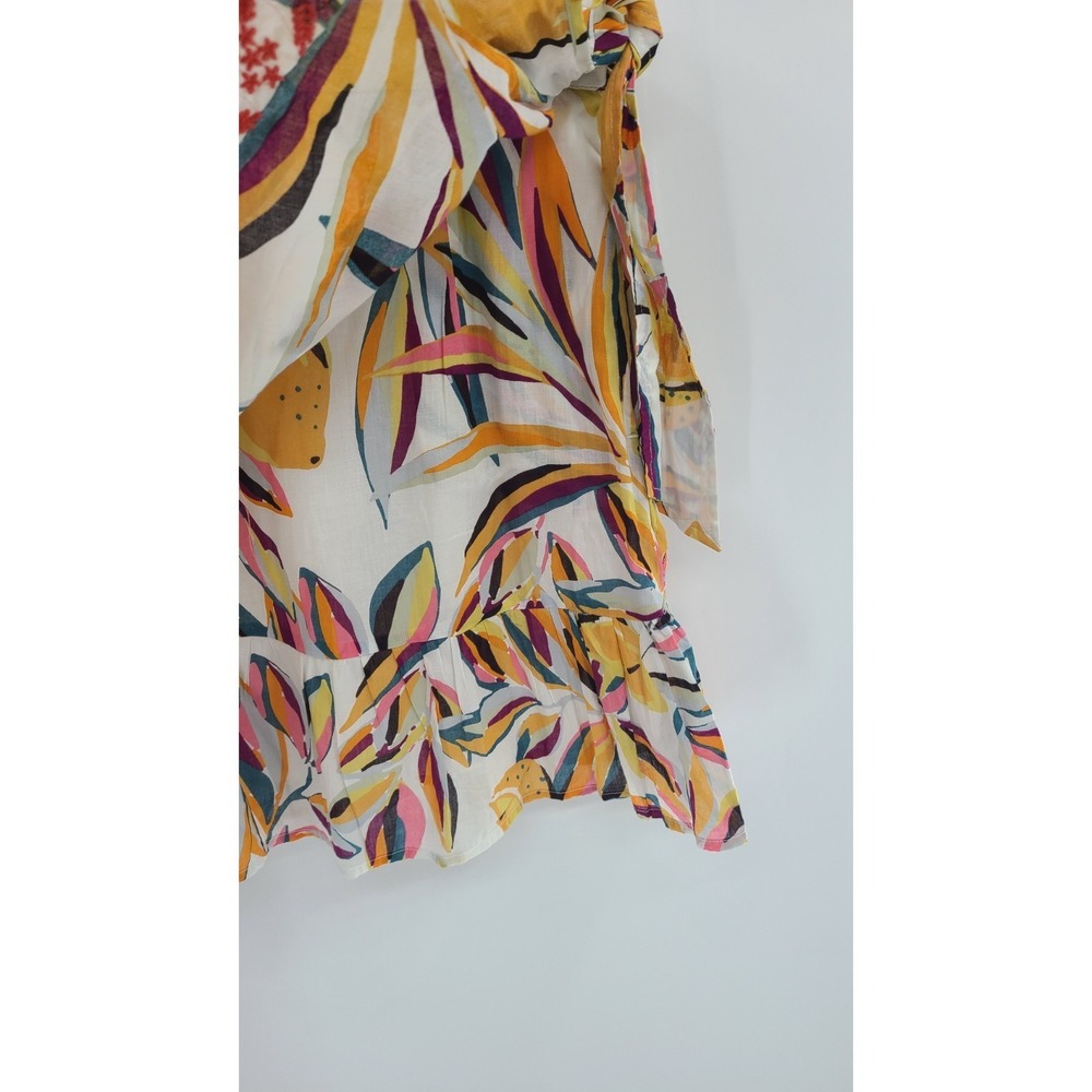C&C California Embroidered Lemon Wrap Women Skirt‎ Large Mini Ruffle Cotton - Picture 10 of 11